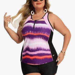 Angel season Women’s Tummy Control Racerback Tankini Top Swimsuit Plus Size 3X